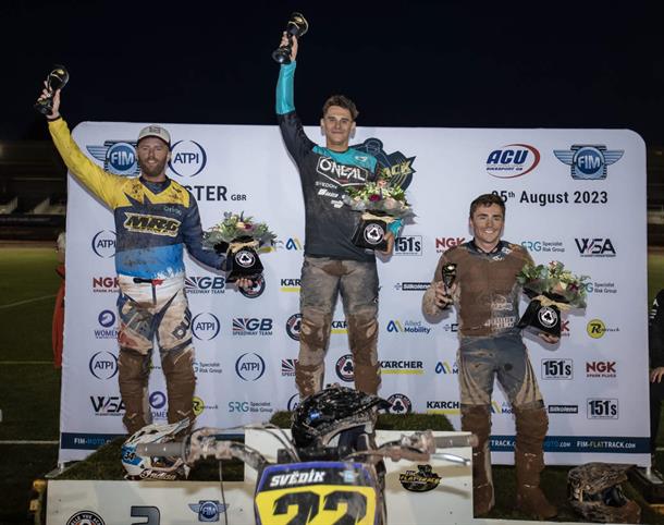 Ondrej Svědík on top at FIM Flat Track World Championship opener at Belle Vue