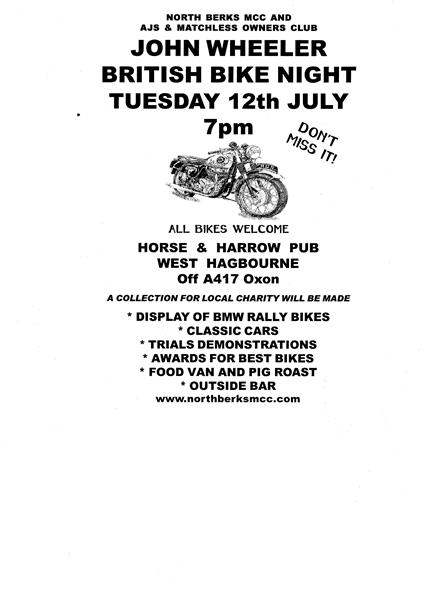 British Bike Night on Tuesday 12th July