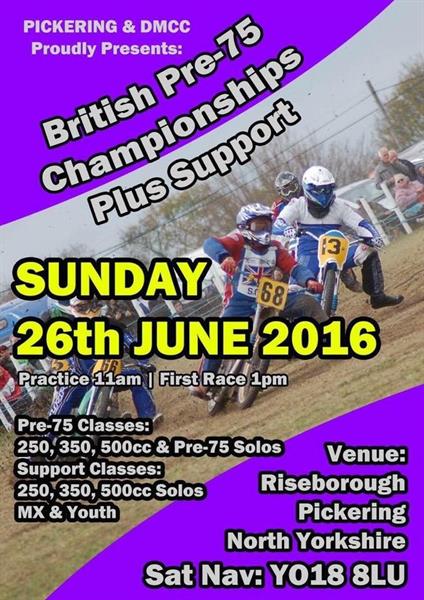 British Pre 75 Grass Track Championship heads to Pickering on Sunday 26th June
