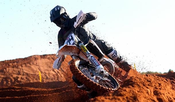 Ashley Wilde gets ready for the British Motocross Festival in the British Two Stroke Championship
