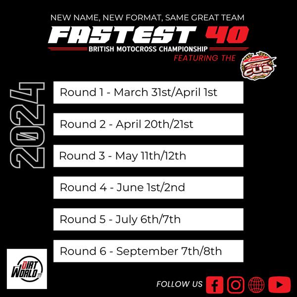 Dates confirmed for the 2025 Fastest 40 championship