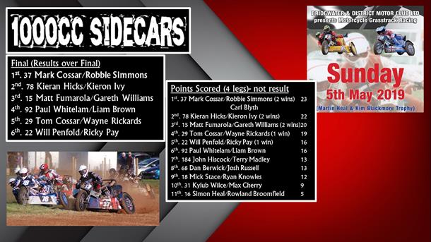 Packed and stacked! Bridgwater Grasstrack Martin Heal and Kim Blackmore Trophy