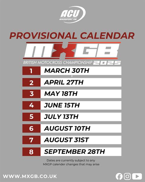 Provisional Calendar Dates Announced for the ACU British Motocross Championship 2025