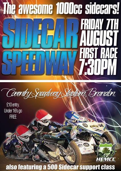 Sidecar Speedway Heads to Coventry Speedway on Friday 7th August