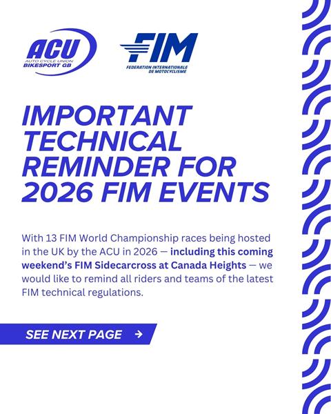 Important Technical Reminder for 2026 FIM Events