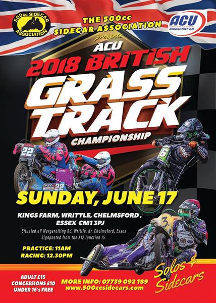 2018 ACU British Grasstrack Championships take place in Chelmsford this Sunday