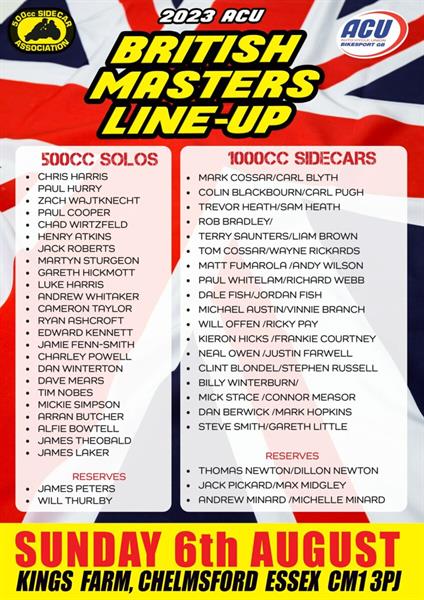 2023 British Masters Grasstrack Championship – Entry Lists