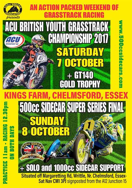 ACU British Youth Grasstrack Championship Joins the 500cc Super Series Final on the 7th and 8th Octo