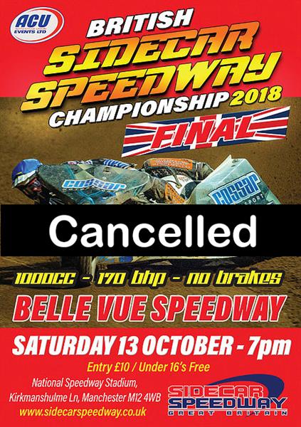 ACU British Sidecar Speedway – Final Round Cancellation