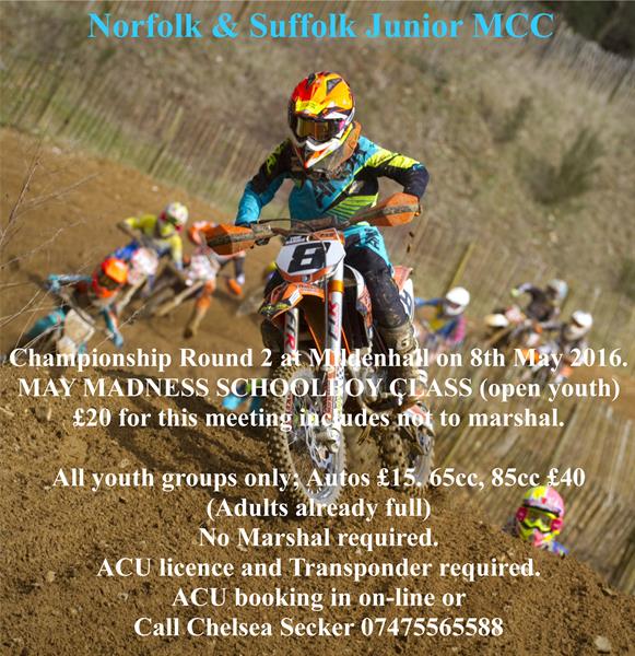 Norfolk & Suffolk Junior Motorcycle Club Championship heads to Mildenhall