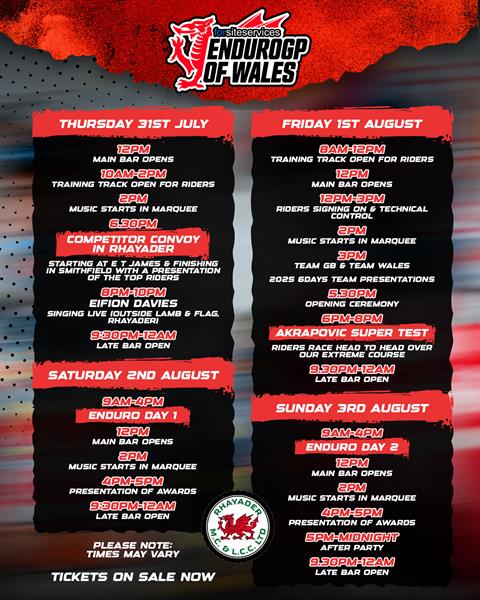 One Week to Go: Full Event Timetable Revealed for Forsiteservices EnduroGP of Wales