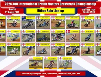 Ledbury Motorcycle Club proudly presents the 2025 ACU International British Masters Grasstrack Champ