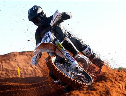 Ashley Wilde gets ready for the British Motocross Festival in the British Two Stroke Championship
